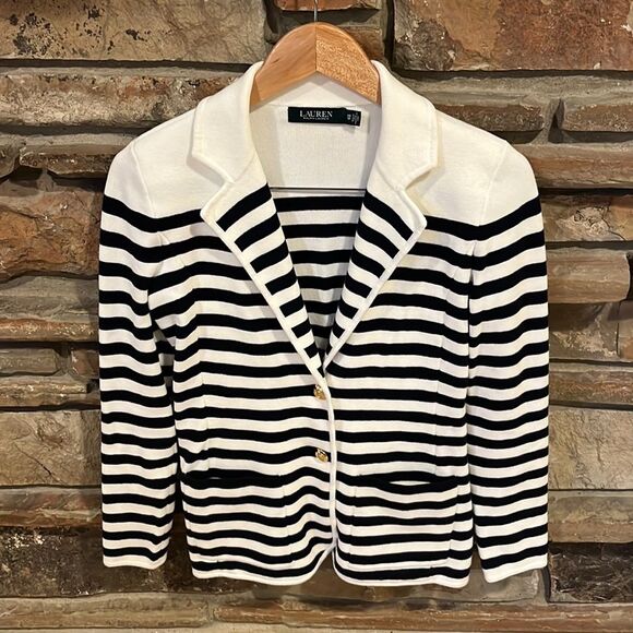 Lauren Ralph Lauren Nautical Striped Sweater Blazer - Picture 1 of 8